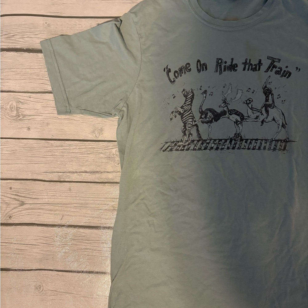 Mr P’s tees “c’mon ride that train” Tee in Light green - Picture 4 of 5